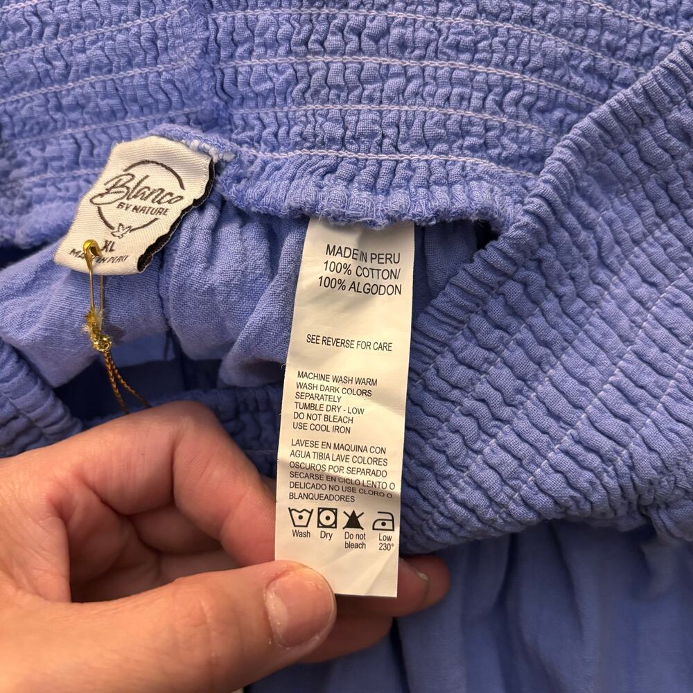 Blanco By Nature 100% Cotton Gauze Pants NWT XL Peruvian Azure Blue Boho Resort - Picture 6 of 8